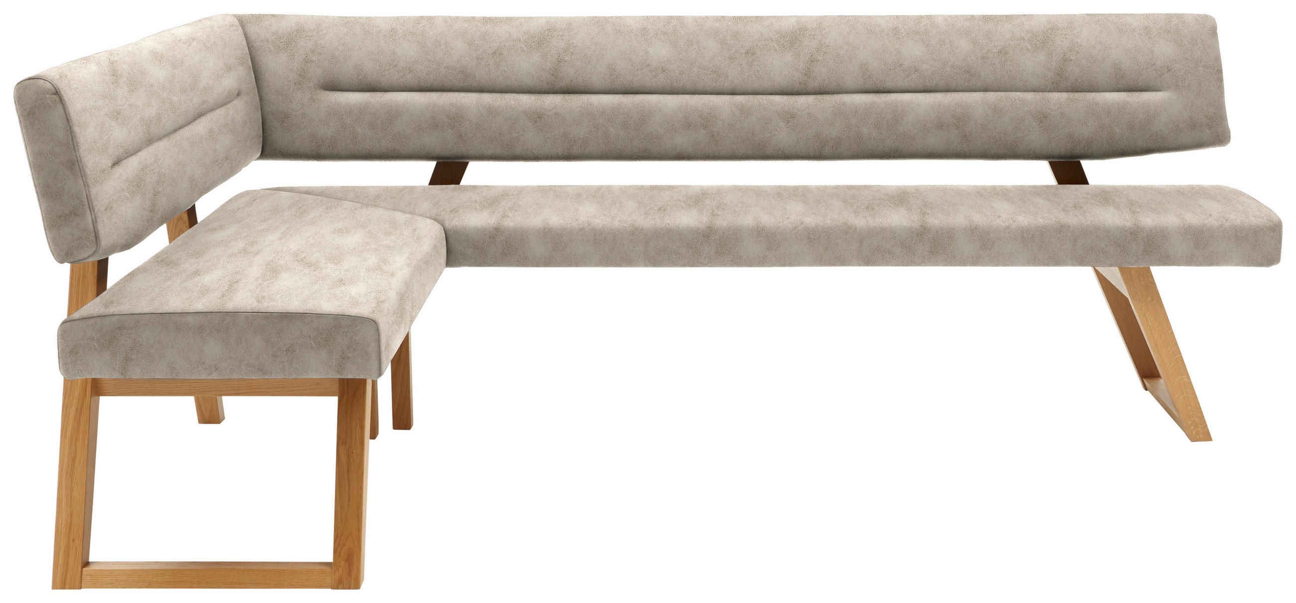 ECKBANK Holz, Textil Naturfarben  - Eichefarben/Naturfarben, Konventionell, Holz/Textil (155/225cm) - Dieter Knoll