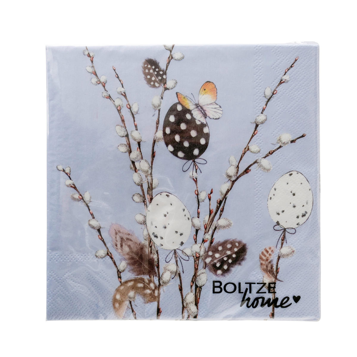 SERVIETTE   17/17/3 cm  - Hellbraun/Hellblau, Basics, Papier (17/17/3cm)