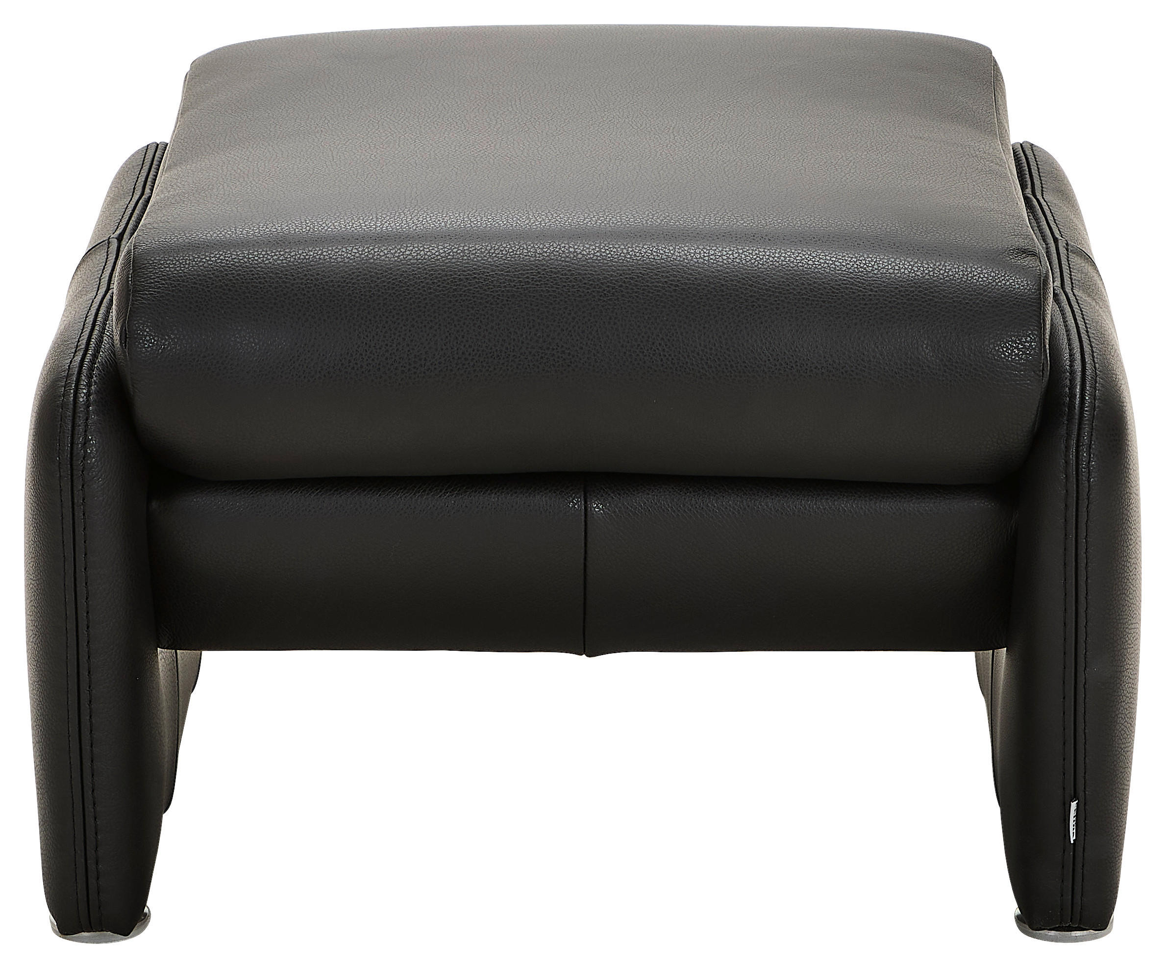 HOCKER Echtleder Schwarz  - Chromfarben/Schwarz, KONVENTIONELL, Leder/Metall (60/42/62cm) - Celina Home