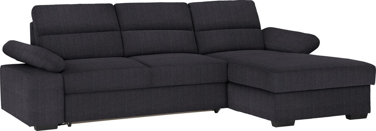 ECKSOFA in Webstoff Anthrazit  - Dunkelbraun/Anthrazit, Konventionell, Kunststoff/Textil (258/166cm) - Cantus