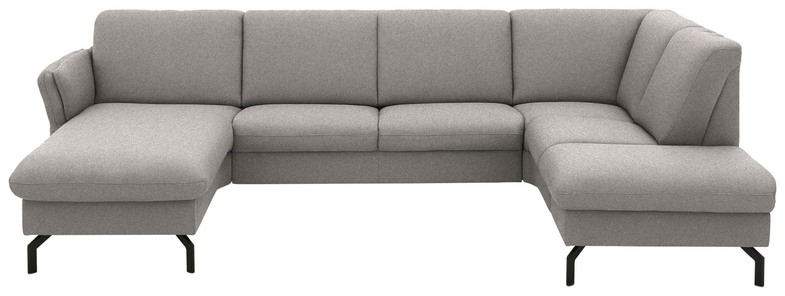 WOHNLANDSCHAFT  in Flachgewebe Graubraun  - Graubraun/Schwarz, KONVENTIONELL, Textil/Metall (170/307/190cm) - Beldomo Comfort
