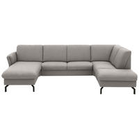 WOHNLANDSCHAFT  in Flachgewebe Graubraun  - Graubraun/Schwarz, KONVENTIONELL, Textil/Metall (170/307/190cm) - Beldomo Comfort