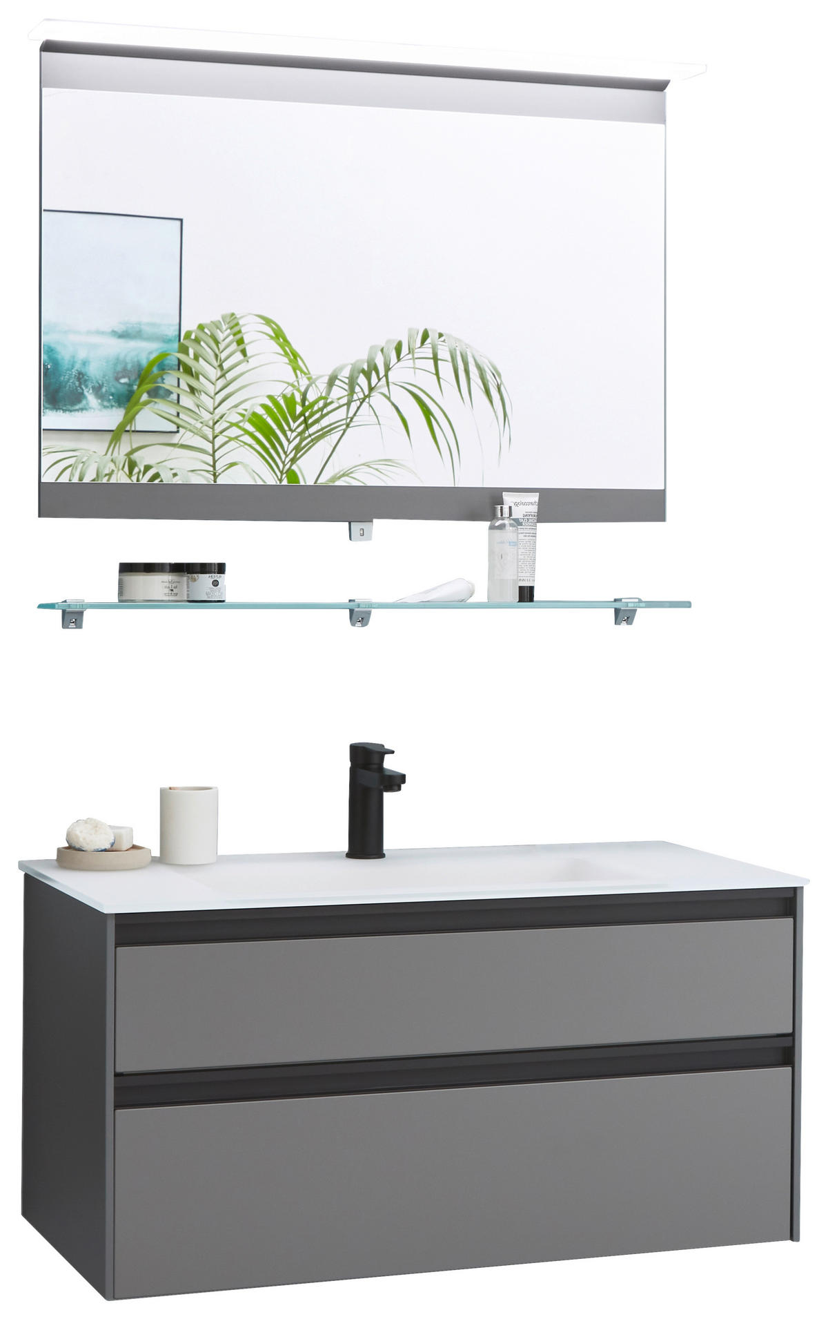 BADEZIMMER  in 93,4 cm  - Weiß/Grau, MODERN, Holzwerkstoff (93,4cm) - Novel