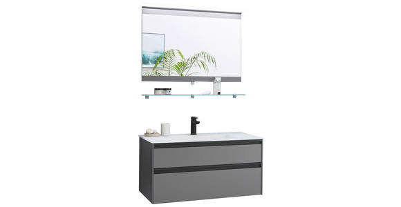 BADEZIMMER  in 93,4 cm  - Weiß/Grau, MODERN, Holzwerkstoff (93,4cm) - Novel