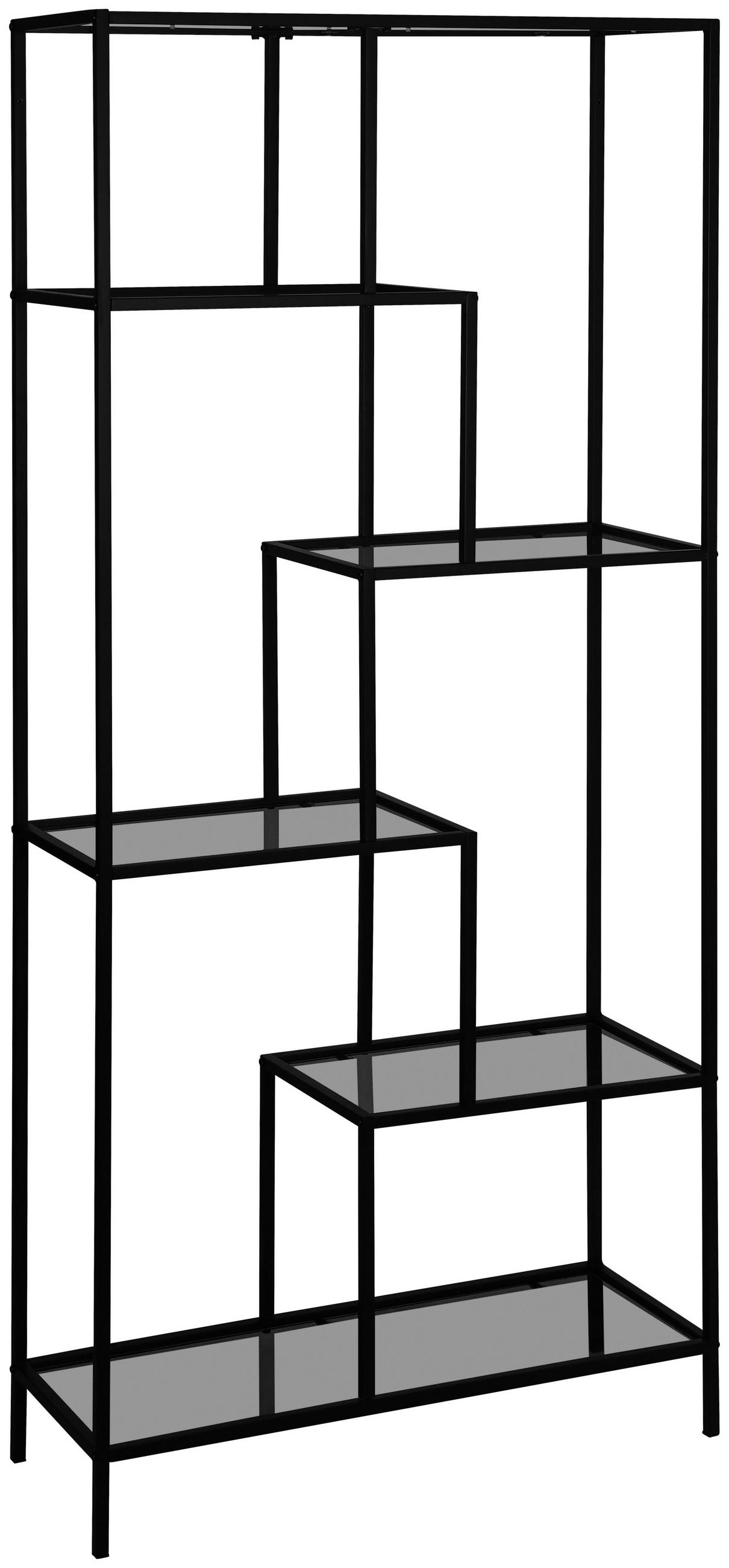 REGAL Grau, Schwarz  - Schwarz/Grau, Basics, Glas/Metall (80/180/30cm) - Xora