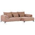 ECKSOFA Altrosa Cord  - Schwarz/Altrosa, KONVENTIONELL, Textil/Metall (311/176cm) - Carryhome