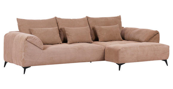 ECKSOFA in Cord Altrosa  - Schwarz/Altrosa, KONVENTIONELL, Textil/Metall (311/176cm) - Carryhome