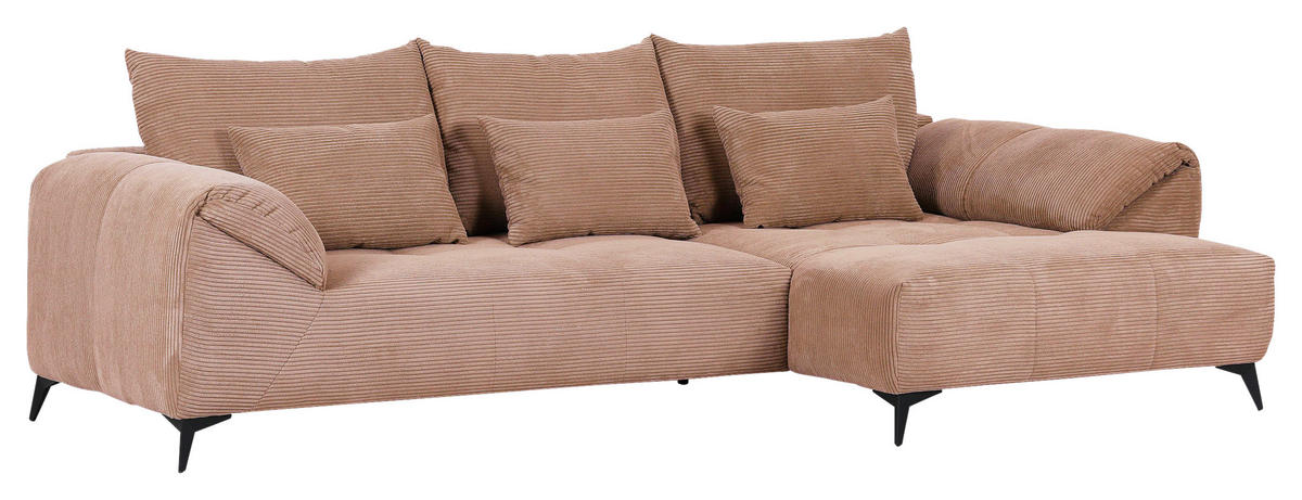 ECKSOFA in Cord Altrosa  - Schwarz/Altrosa, Konventionell, Textil/Metall (311/176cm) - Carryhome