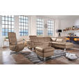 ECKSOFA in Echtleder Braun  - Alufarben/Braun, Design, Leder/Metall (271/242cm) - Cantus