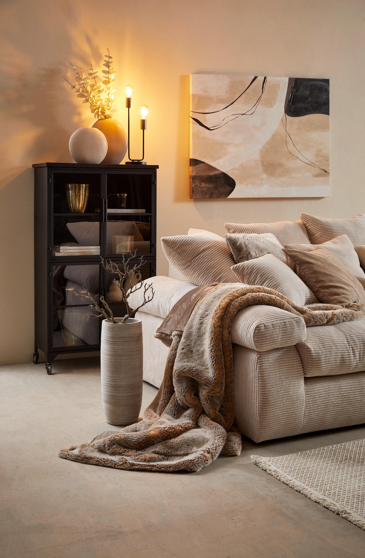 ÖLGEMÄLDE Abstraktes 90/120 cm  - Beige/Schwarz, Design, Holz/Textil (90/120cm) - Monee
