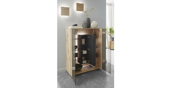 HIGHBOARD 106/138/44 cm  - Eichefarben, Natur, Glas/Holz (106/138/44cm) - Valnatura