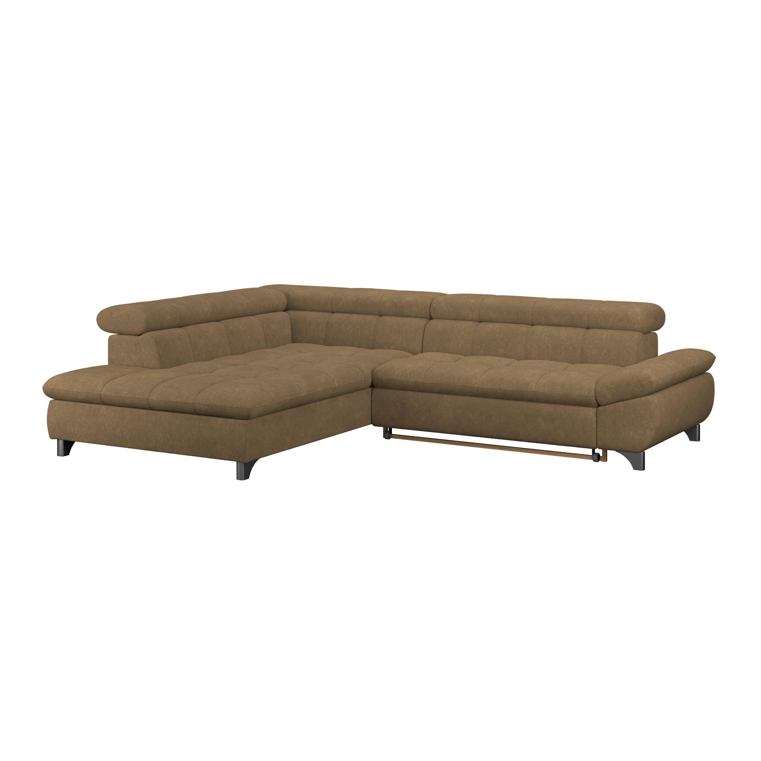 ECKSOFA Braun Chenille  - Chromfarben/Braun, KONVENTIONELL, Textil/Metall (234/312cm) - Livetastic