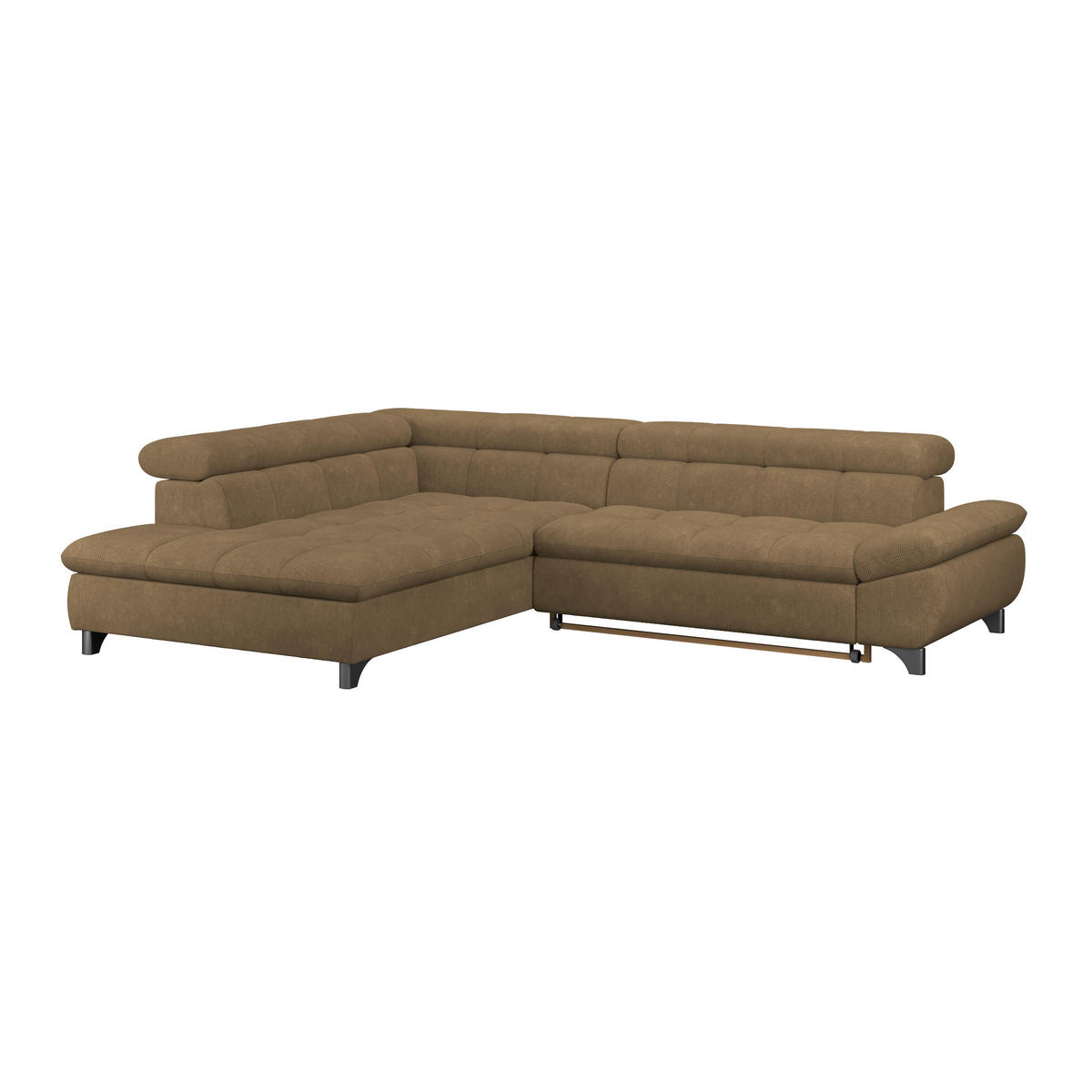 ECKSOFA Braun Chenille  - Chromfarben/Braun, KONVENTIONELL, Textil/Metall (234/312cm) - Livetastic