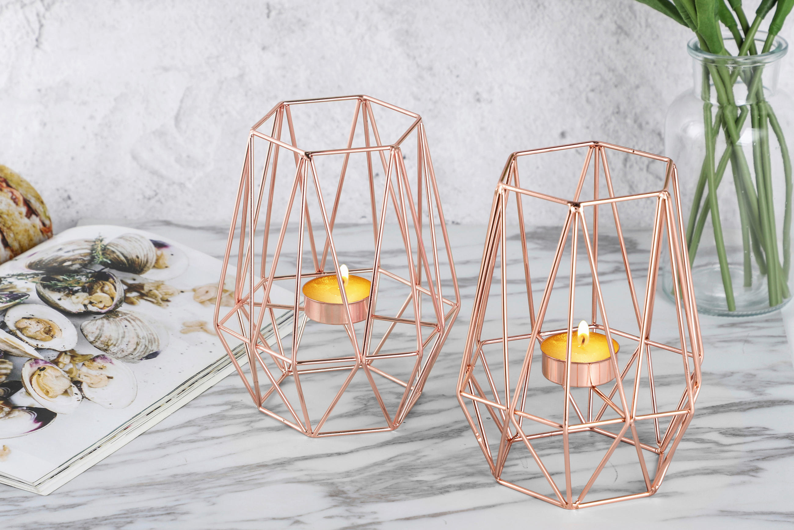 VÄRMELJUSHÅLLARE SET  - roséguld, Basics, metall (9,5cm) - Echtwerk