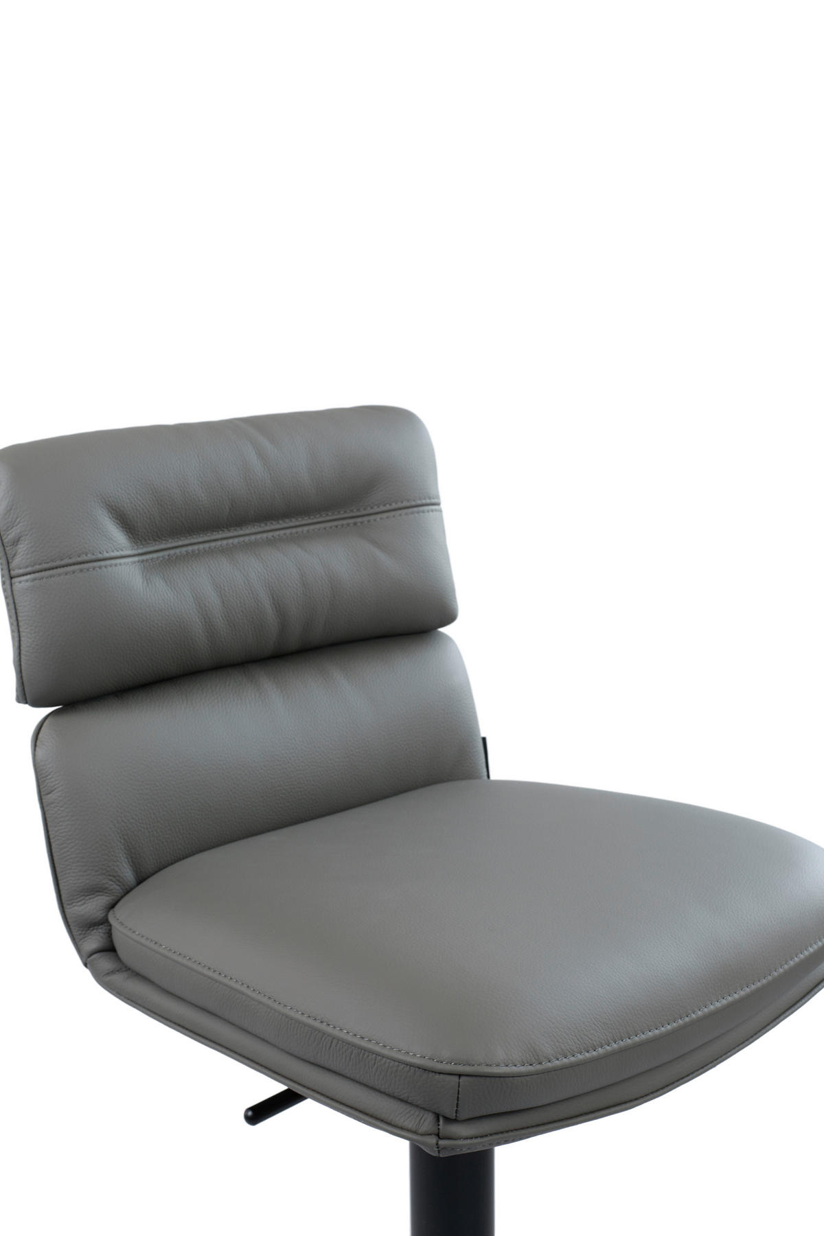 BARHOCKER Echtleder Schwarz, Dunkelgrau Eisen Lederauswahl, Stoffauswahl, Wippfunktion, Sitzfläche 360° drehbar  - Dunkelgrau/Schwarz, Design, Leder/Metall (42/99-117/50cm) - Dieter Knoll