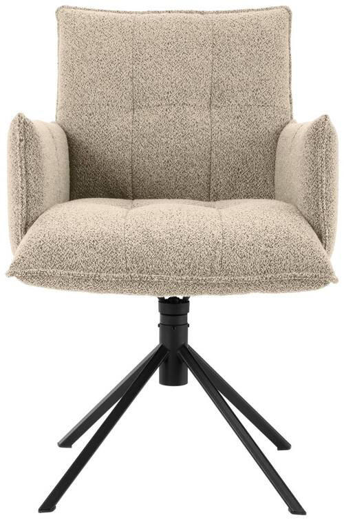 ARMLEHNSTUHL  in Flachgewebe  - Beige/Schwarz, Design, Textil/Metall (55/85/65cm) - Valnatura