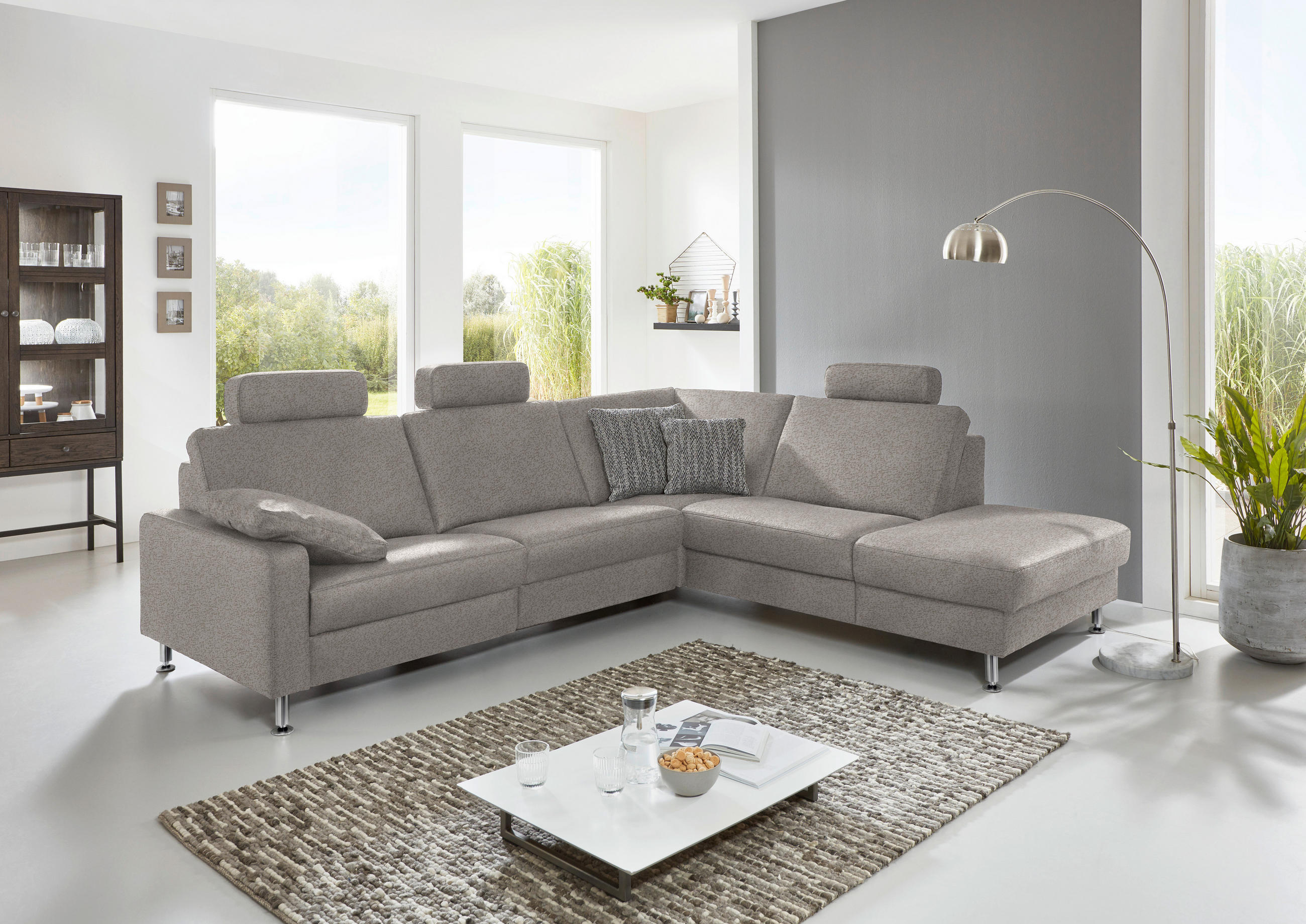 ECKSOFA in Mikrofaser Alufarben  - Alufarben, Design, Textil/Metall (275/242cm) - Dieter Knoll