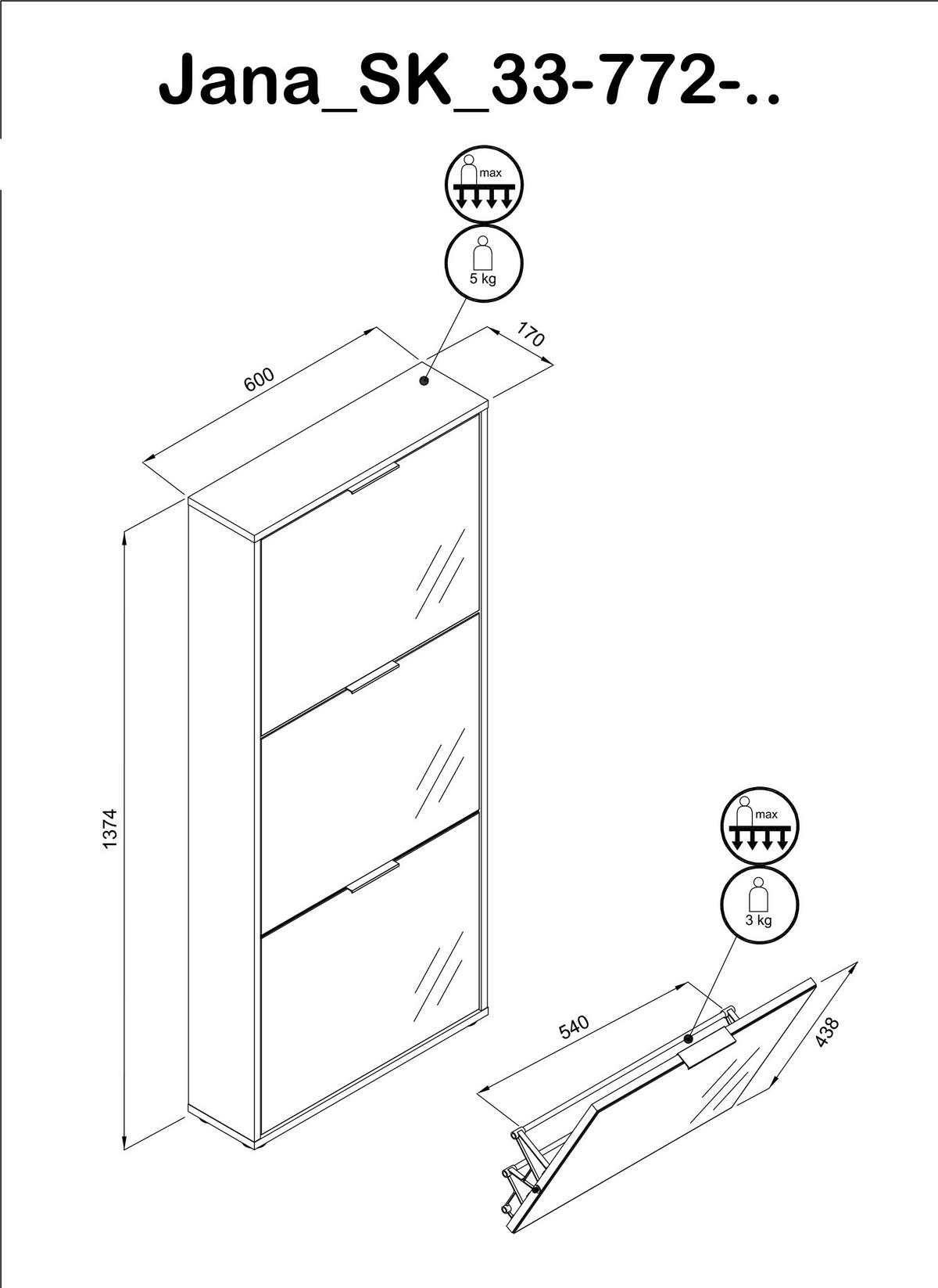 SCHUHKIPPER - Salbeigrün/Schwarz, MODERN, Glas/Holzwerkstoff (60/137/17cm) - Boxxx