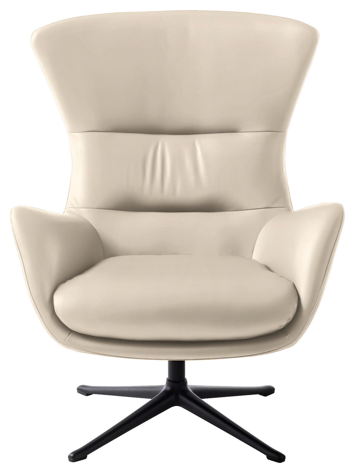 OHRENSESSEL in Hellgrau  - Hellgrau/Schwarz, Design, Leder/Metall (84/104/96cm) - home24