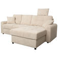 ECKSOFA in Chenille Creme  - Creme/Schwarz, KONVENTIONELL, Kunststoff/Textil (232/153cm) - Carryhome