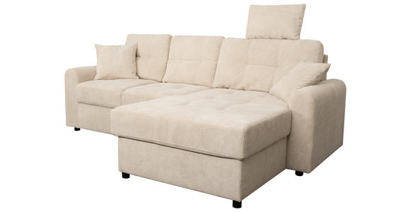 ECKSOFA in Chenille Creme  - Creme/Schwarz, KONVENTIONELL, Kunststoff/Textil (232/153cm) - Carryhome