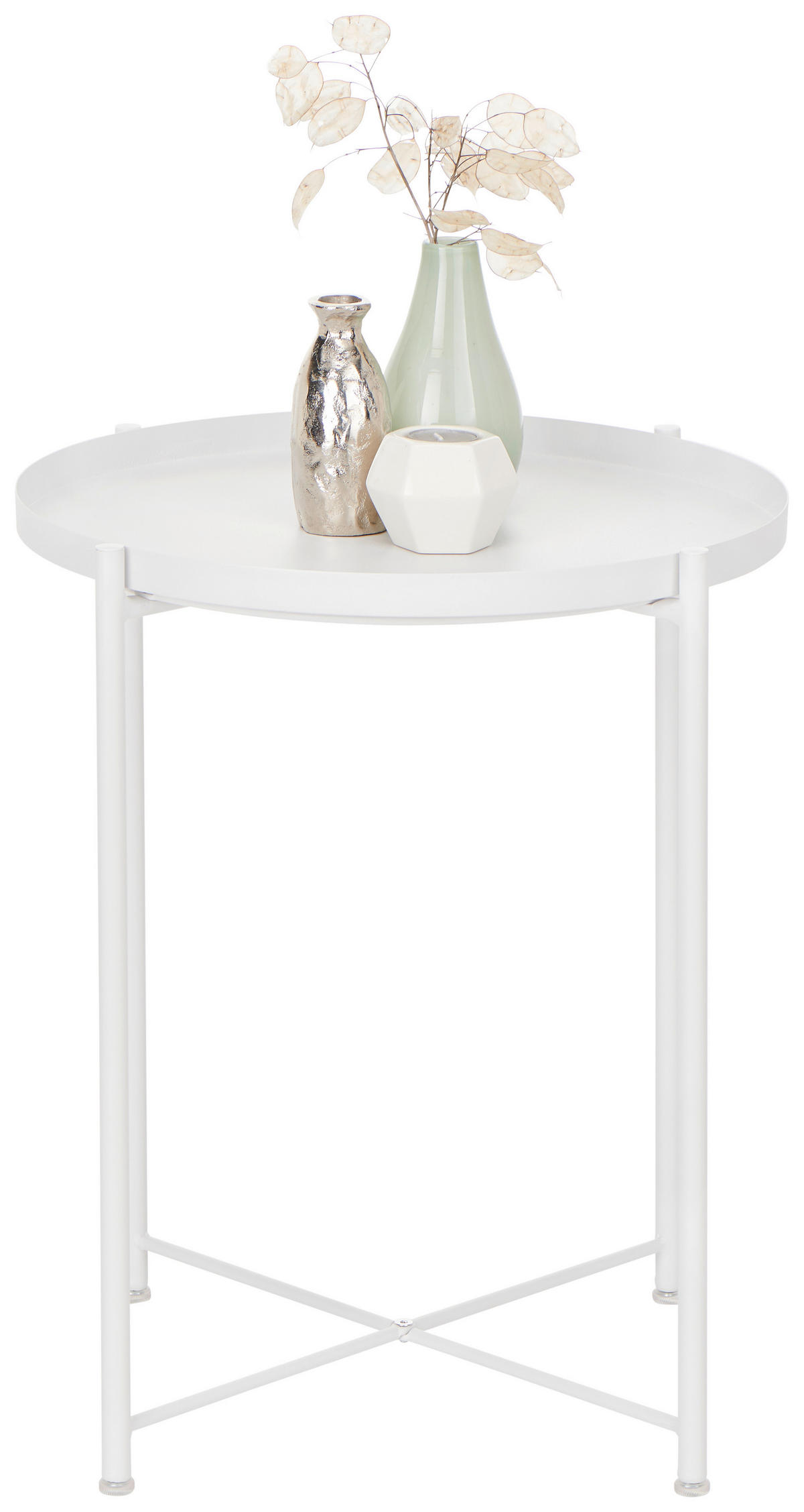 BEISTELLTISCH in Metall 47,5/47,5/53 cm  - Weiss, Basics, Metall (47,5/47,5/53cm) - Carryhome