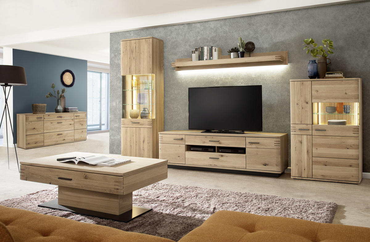 SIDEBOARD 180/78/44 cm  - ek Bianco/svart, Design, metall/trämaterial (180/78/44cm) - Livetastic