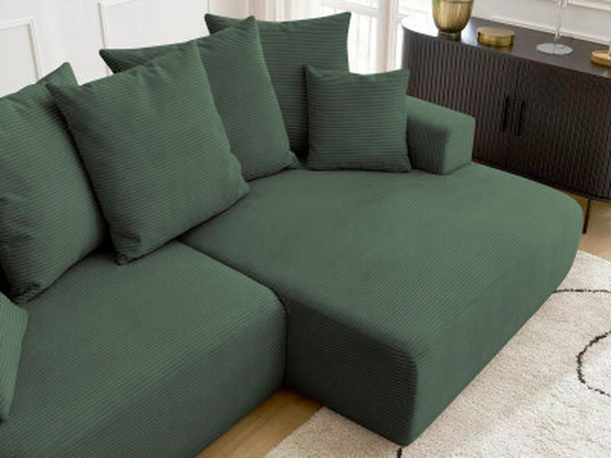 ECKSOFA Ottomane rechts  ATILLA Dunkelgrün Cord  - Dunkelgrün/Schwarz, MODERN, Kunststoff/Textil (244/149cm)