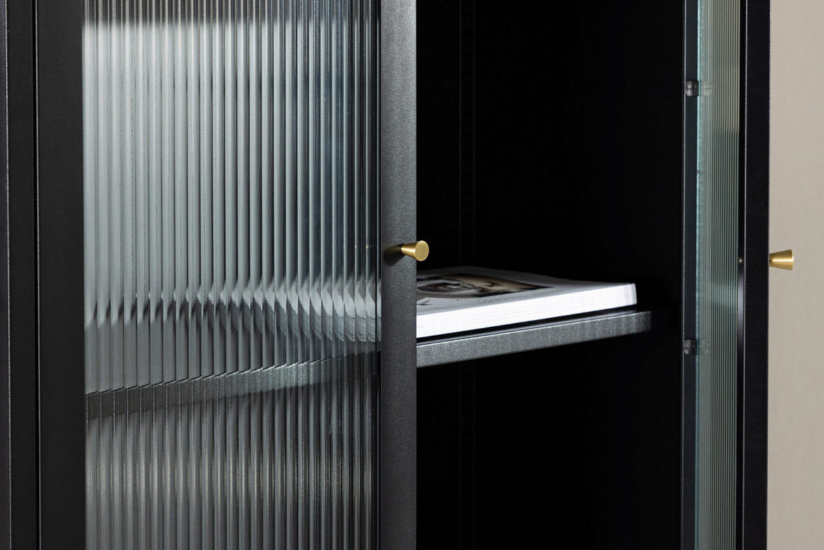 VITRINE  in Schwarz  - Schwarz, MODERN, Glas/Metall (80/180/35cm) - Livetastic