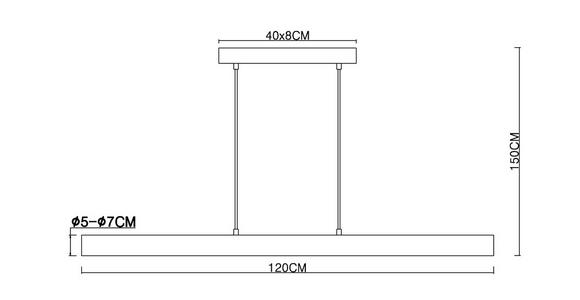 LED-HÄNGELEUCHTE 120/8/150 cm - Schwarz/Naturfarben, Design, Holz/Holzwerkstoff (120/8/150cm) - Novel