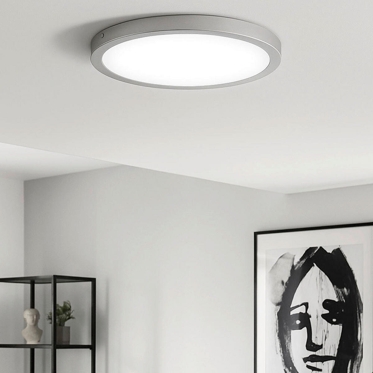 AUFBAULEUCHTE 30/3,2 cm   - Chromfarben/Weiß, Design, Kunststoff/Metall (30/3,2cm) - Globo