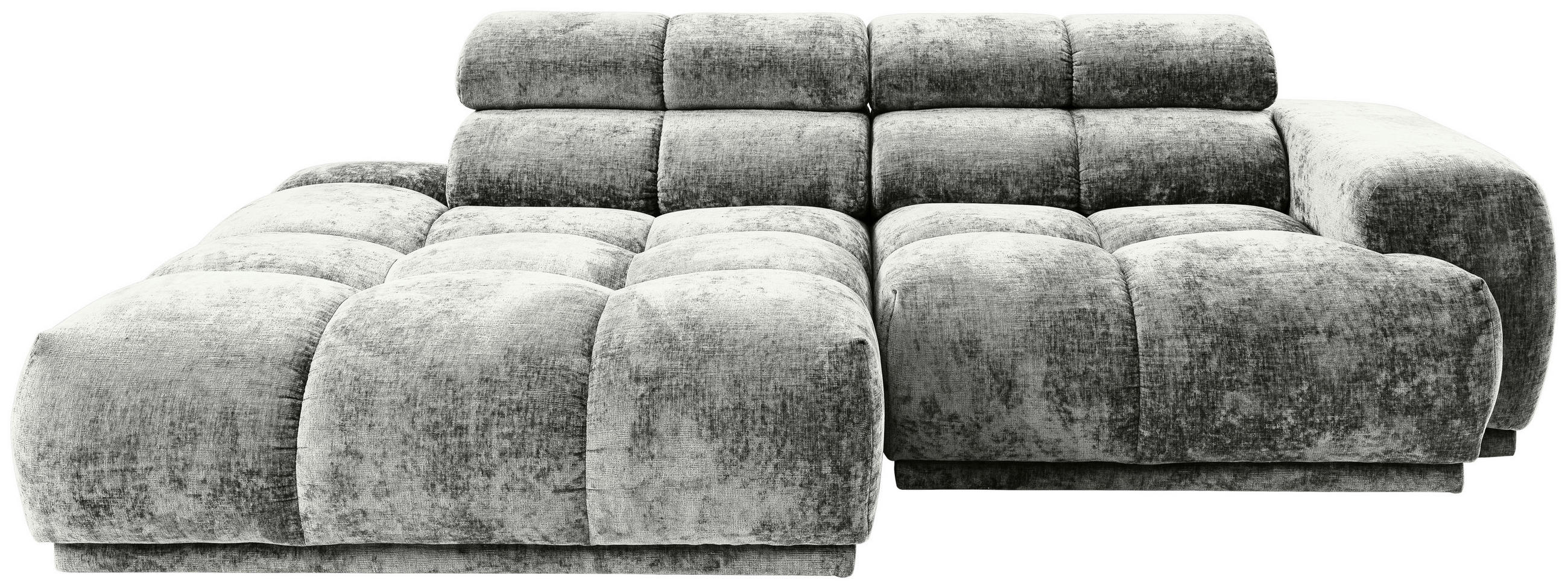 ECKSOFA 150/239 cm  in Flachgewebe Grau Rücken echt, Kopfteilverstellung  150/239 cm  - Grau, MODERN, Textil (150/239cm) - MID.YOU