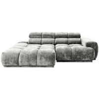 ECKSOFA Grau Flachgewebe Rücken echt, Kopfteilverstellung  - Grau, MODERN, Textil (150/239cm) - MID.YOU