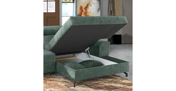 ECKSOFA in Velours Mintgrün 267/181 cm - Schwarz/Mintgrün, Design, Textil/Metall (267/181cm) - Carryhome