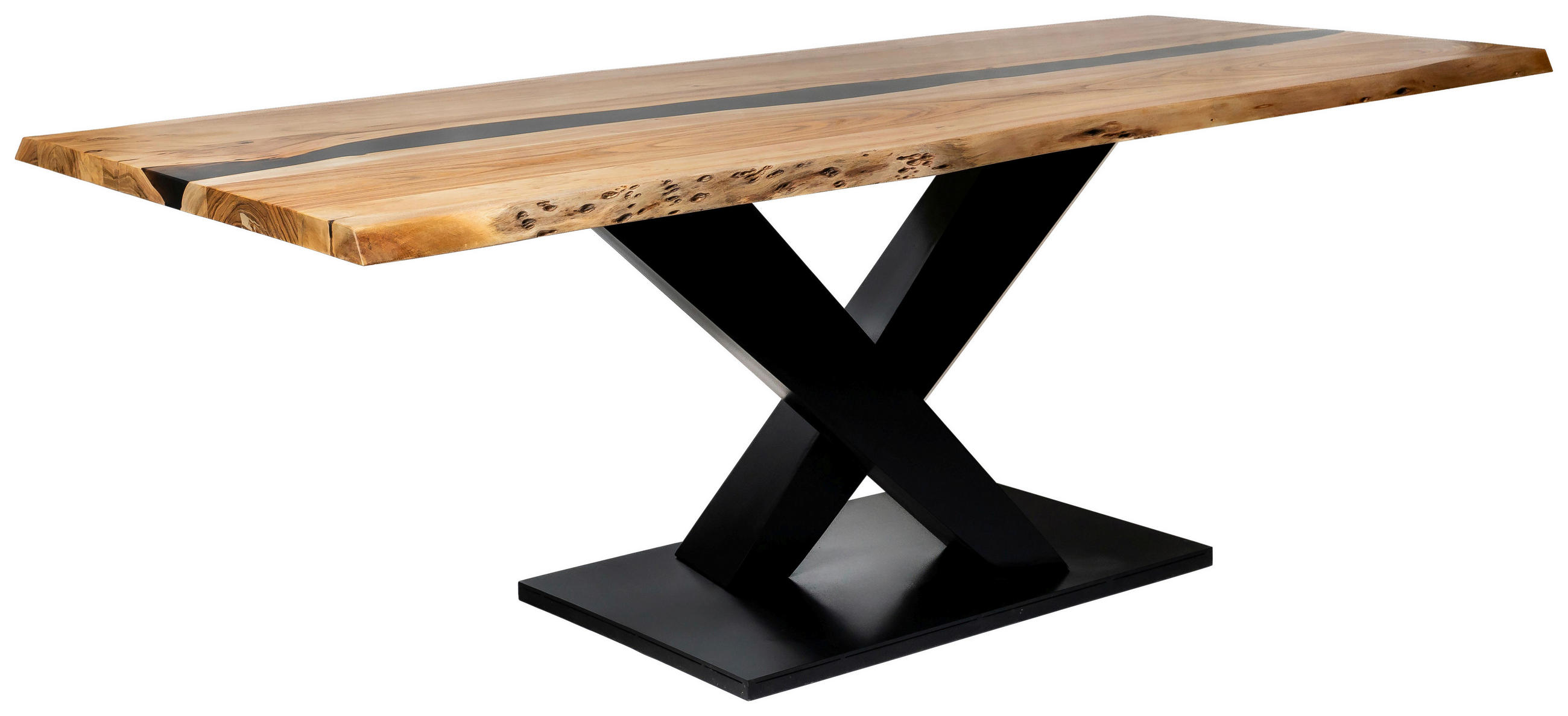 ESSTISCH 220/76/100 cm Echtholz  Holz, Metall rechteckig Schwarz, Akaziefarben  - Schwarz/Akaziefarben, LIFESTYLE, Holz/Metall (220/76/100cm) - Landscape