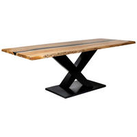 ESSTISCH 220/76/100 cm Echtholz  Holz, Metall rechteckig Schwarz, Akaziefarben  - Schwarz/Akaziefarben, LIFESTYLE, Holz/Metall (220/76/100cm) - Landscape