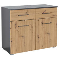 KOMMODE  in 93/81/42 cm  - Dunkelgrau/Alufarben, MODERN, Holzwerkstoff/Kunststoff (93/81/42cm) - Rauch Möbel