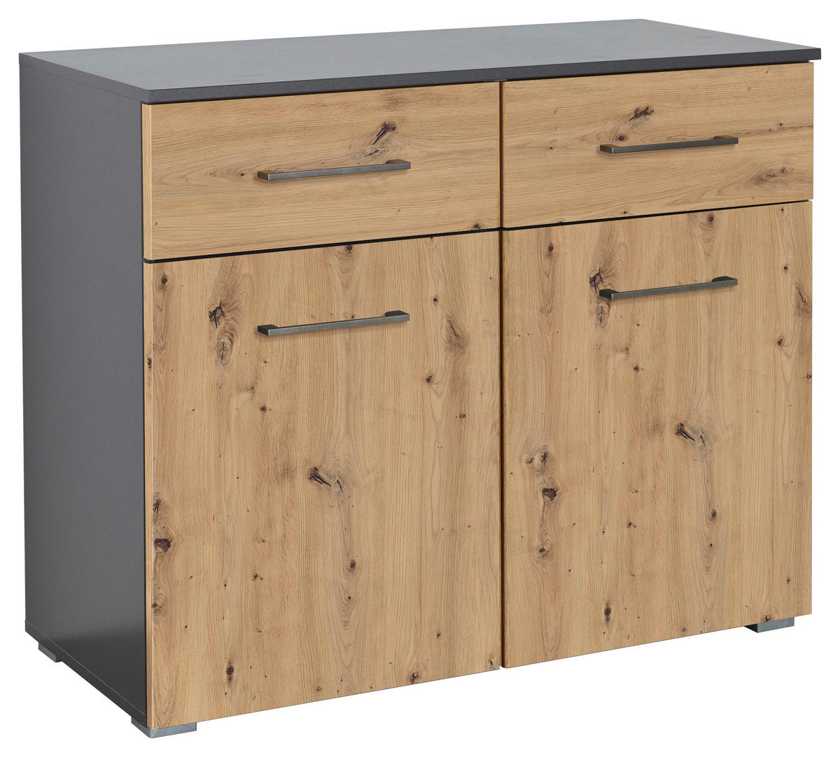 KOMMODE  in 93/81/42 cm  - Dunkelgrau/Alufarben, MODERN, Holzwerkstoff/Kunststoff (93/81/42cm) - Rauch Möbel