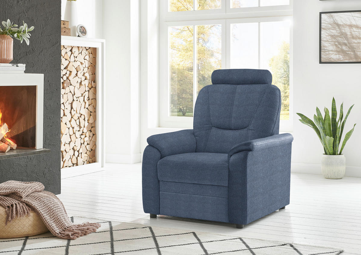 FERNSEHSESSEL in Chenille Blau  - Blau/Schwarz, KONVENTIONELL, Kunststoff/Textil (90/96/89cm) - Beldomo Comfort