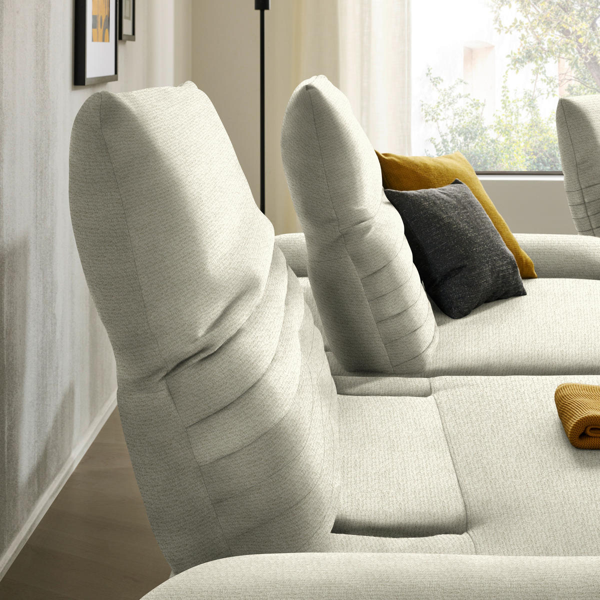 ECKSOFA Chenille Beige  - Beige/Schwarz, Design, Textil/Metall (170-195/280cm) - Dieter Knoll