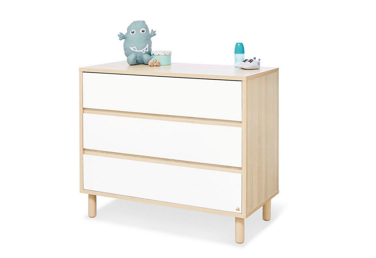 WICKELKOMMODE PINOLINO FLOW Weiß, Eschefarben  - Eschefarben/Weiß, Design, Holzwerkstoff (105/98/77cm) - Pinolino