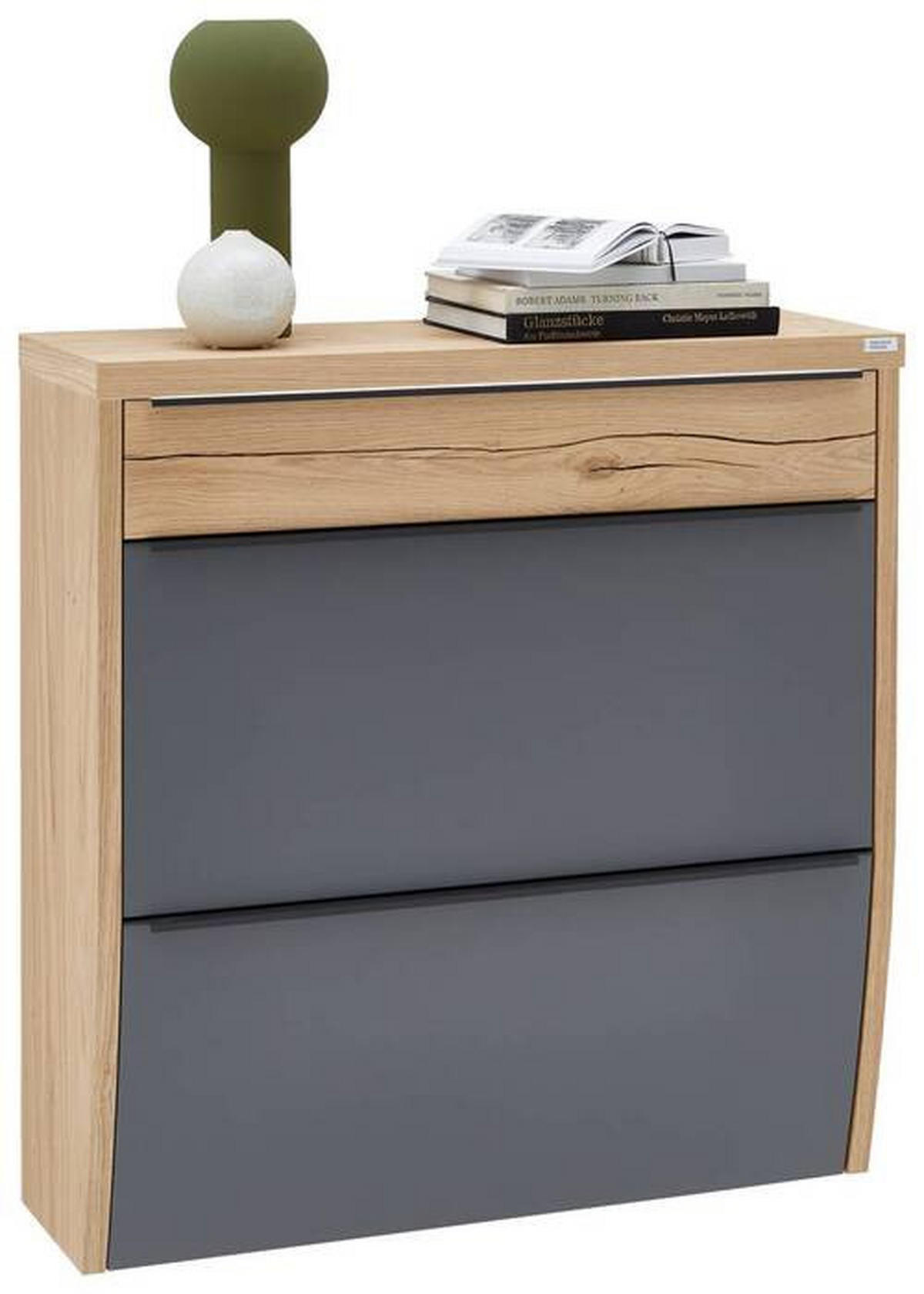 HÄNGESCHUHSCHRANK furniert, massiv Grau, Eichefarben  - Eichefarben/Anthrazit, Design, Holzwerkstoff/Metall (92/95/31cm) - Dieter Knoll