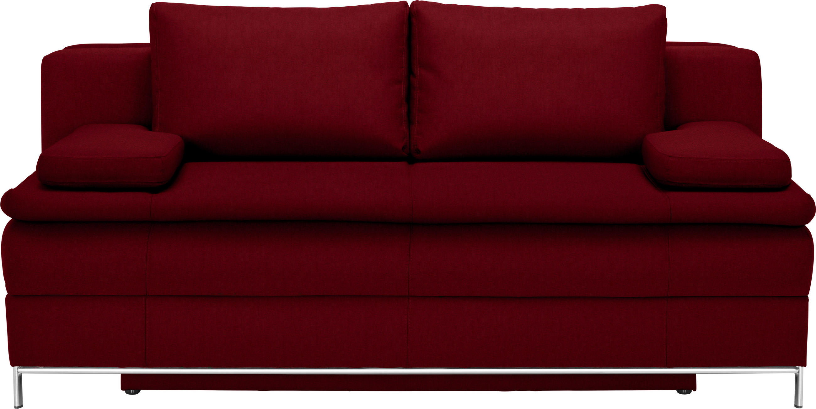 BOXSPRING KANAPÉ textil sötétvörös  - króm/sötétvörös, Design, textil/fém (200/93/107cm) - Novel