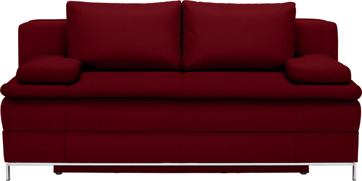 ZOFA BOXSPRING,  temno rdeča tekstil  - barve kroma/temno rdeča, Design, kovina/tekstil (200/93/107cm) - Novel
