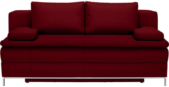 BOXSPRINGSOFA Dunkelrot  - Chromfarben/Dunkelrot, Design, Textil/Metall (200/93/107cm) - Novel