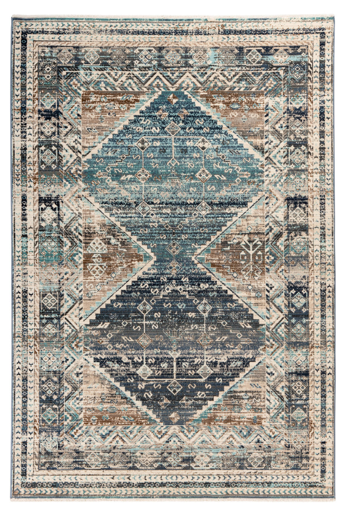 VINTAGE-TEPPICH 40/60 cm My Inca Dunkelblau, Beige  - Beige/Dunkelblau, Design, Textil (40/60cm) - Obsession