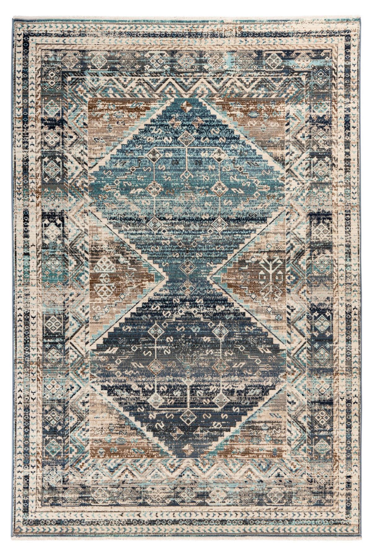 VINTAGE-TEPPICH 40/60 cm My Inca Beige, Dunkelblau  - Beige/Dunkelblau, Design, Textil (40/60cm) - Obsession