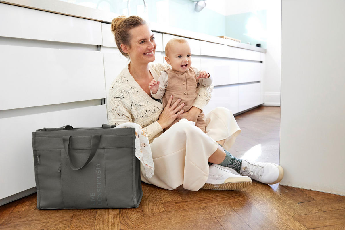 WICKELTASCHE  - Anthrazit, Basics, Textil (43/13/32cm) - Lässig