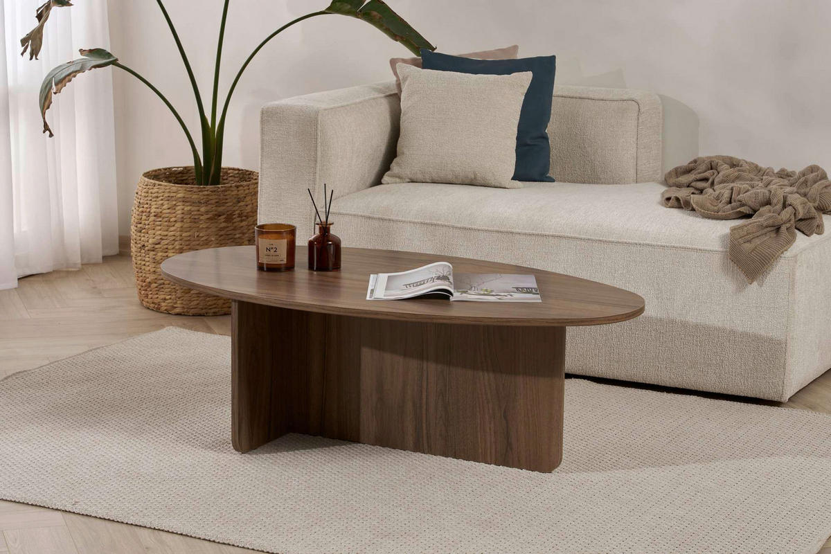 COUCHTISCH 120/40/65 cm Freiform Walnussfarben  - Walnussfarben, Design, Holzwerkstoff (120/40/65cm) - MID.YOU