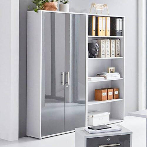 AKTENSCHRANK Grau, Anthrazit Hochglanz  - Anthrazit Hochglanz/Grau, MODERN, Holzwerkstoff (168,8/185,6/33cm) - MID.YOU